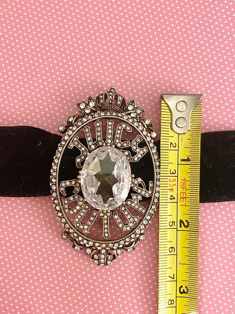 Vintage Juicy Couture Silver-Tone Oval Brooch with Swarovski Crystals - Picture 6 of 7